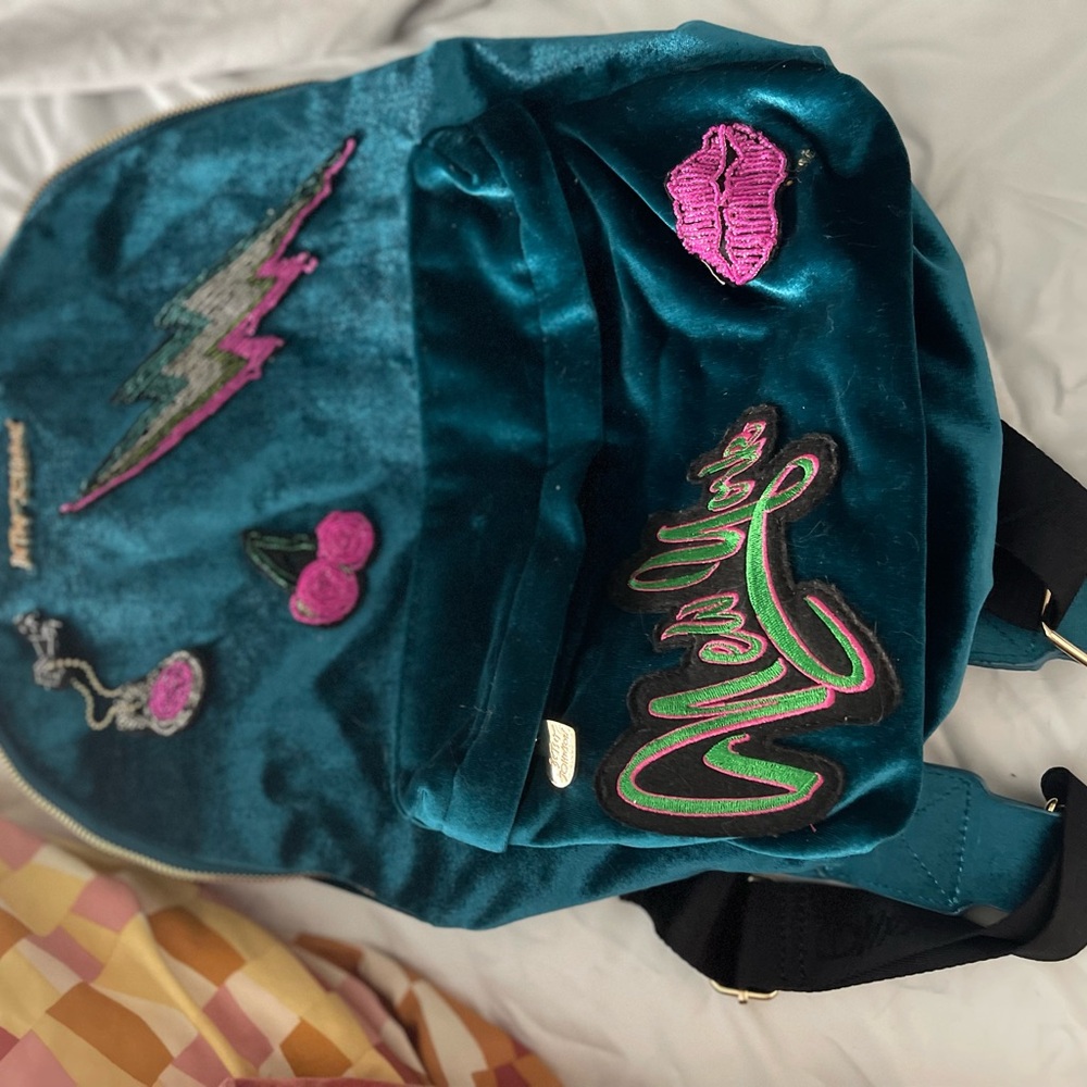 Betsey Johnson Velvet Backpack with Patches